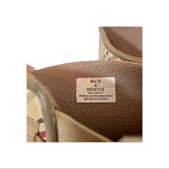 Sperry Plaid Tan Rubber Waterproof Rain-boots Size 6 - Picture 5 of 5